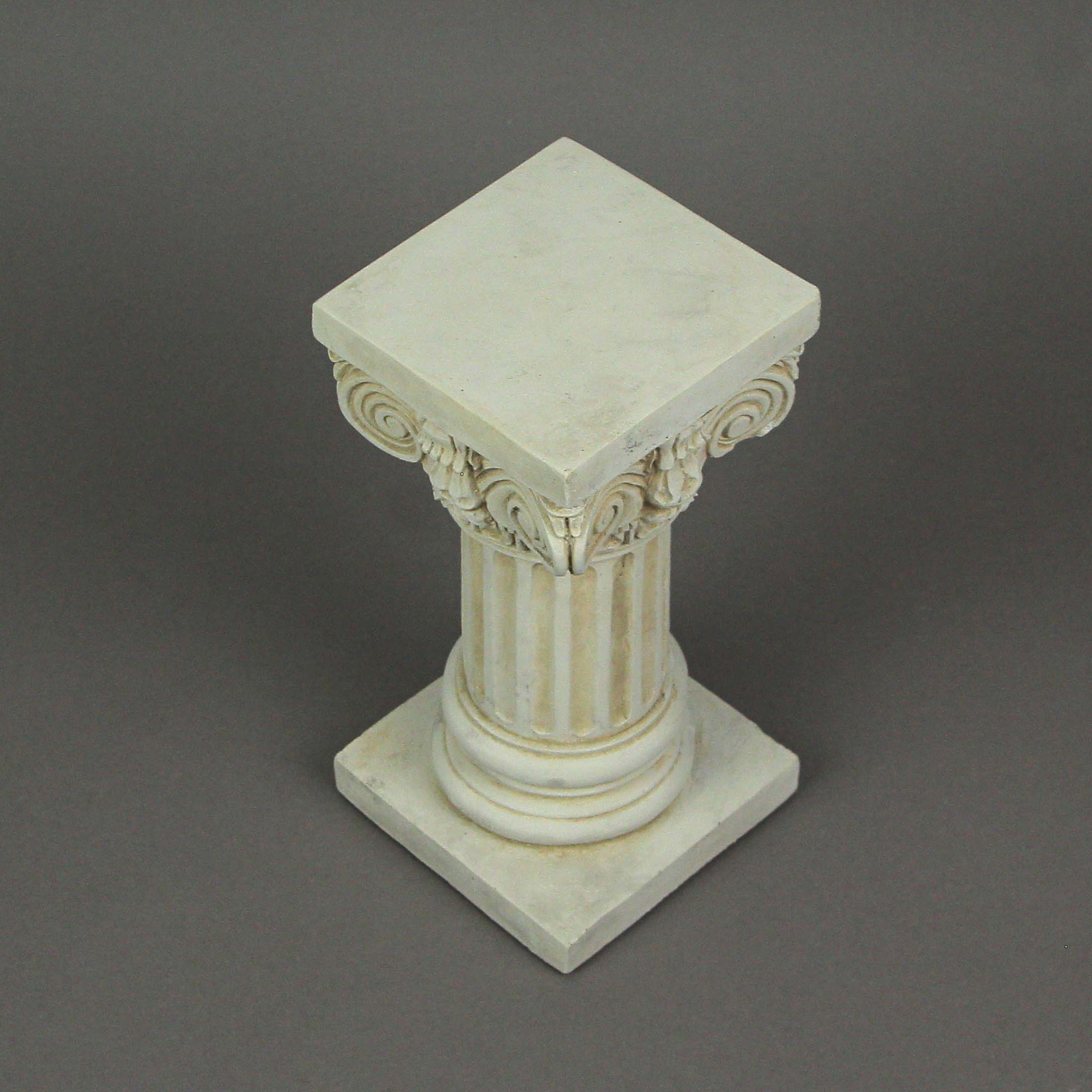 Alt View 2. Things2Die4 - Antique White Solid Concrete Roman Ionic Column Pillar Mini Statue Pedestal 8.25 Inches High - Off-white.