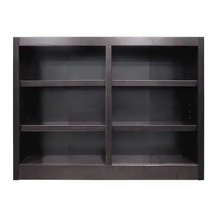 Front. Concepts in Wood - Double Wide Bookcase 6 Shelves Espresso Finish - Brown.