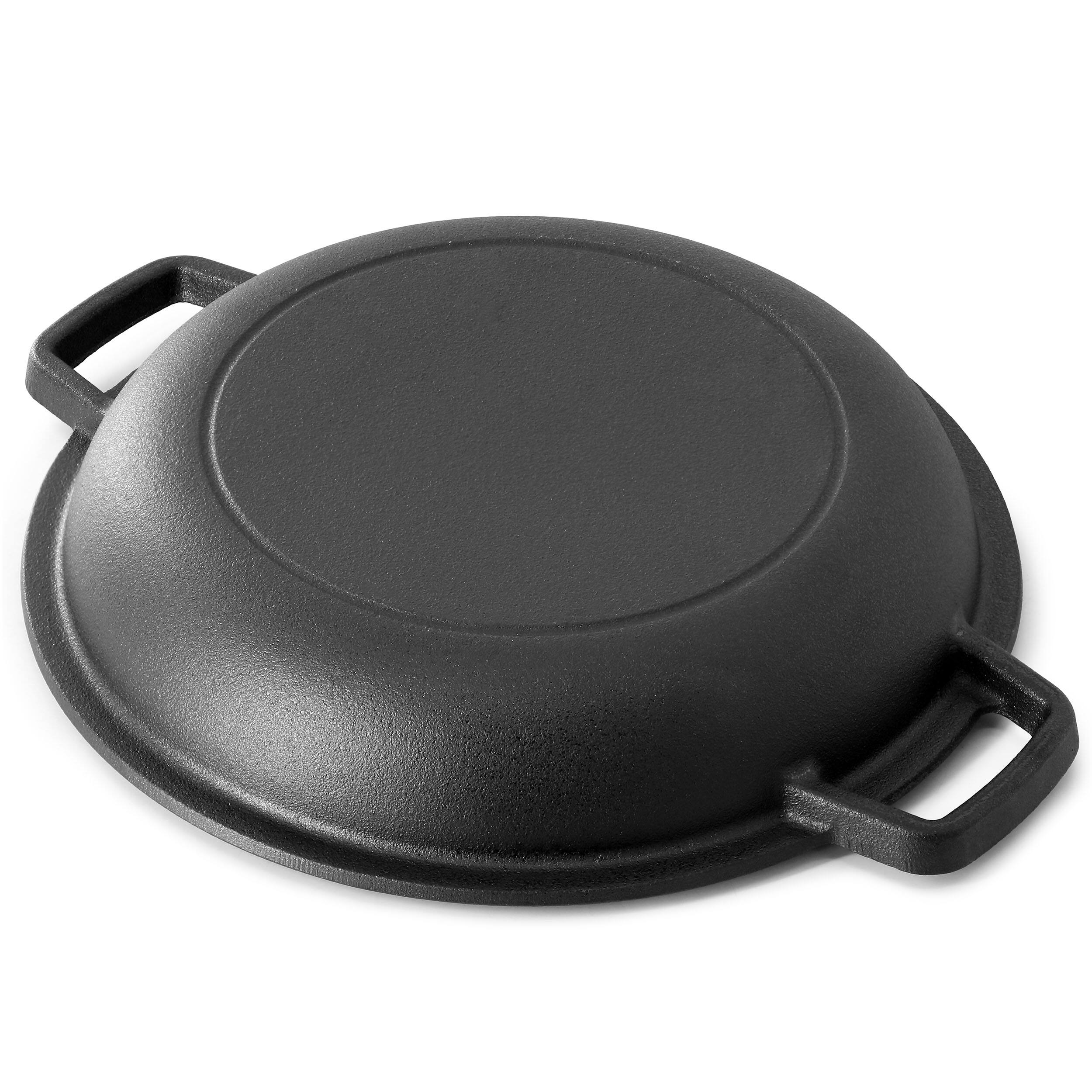 Alt View 4. MegaChef - MegaChef 5 Quart Pre-Seasoned 2-in-1 Cast Iron Dutch Oven and Skillet - Black.