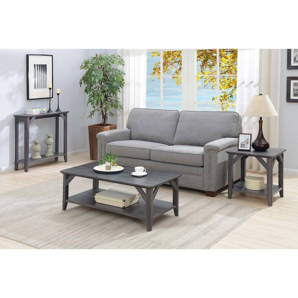 Alt View 1. Convenience Concepts - Winston Coffee Table with Shelf - Weathered Gray.