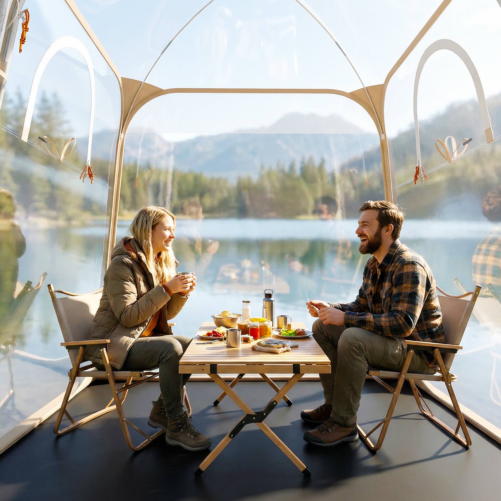 Alt View 3. Gymax - Gymax 7x7ft Clear Bubble Pop-Up Tent w/Sealed Floor Bag PVC Screen for 2-4 Persons - Multicolor.
