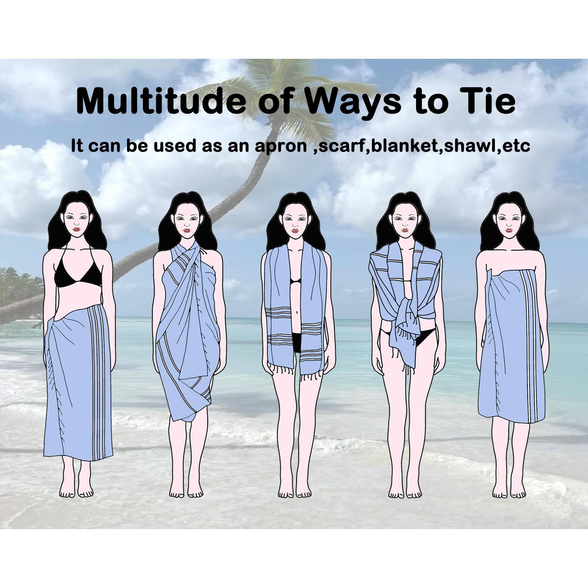 Multitude of Ways to Tie

It can be used as an apron, scarf, blanket, shawl, etc.
