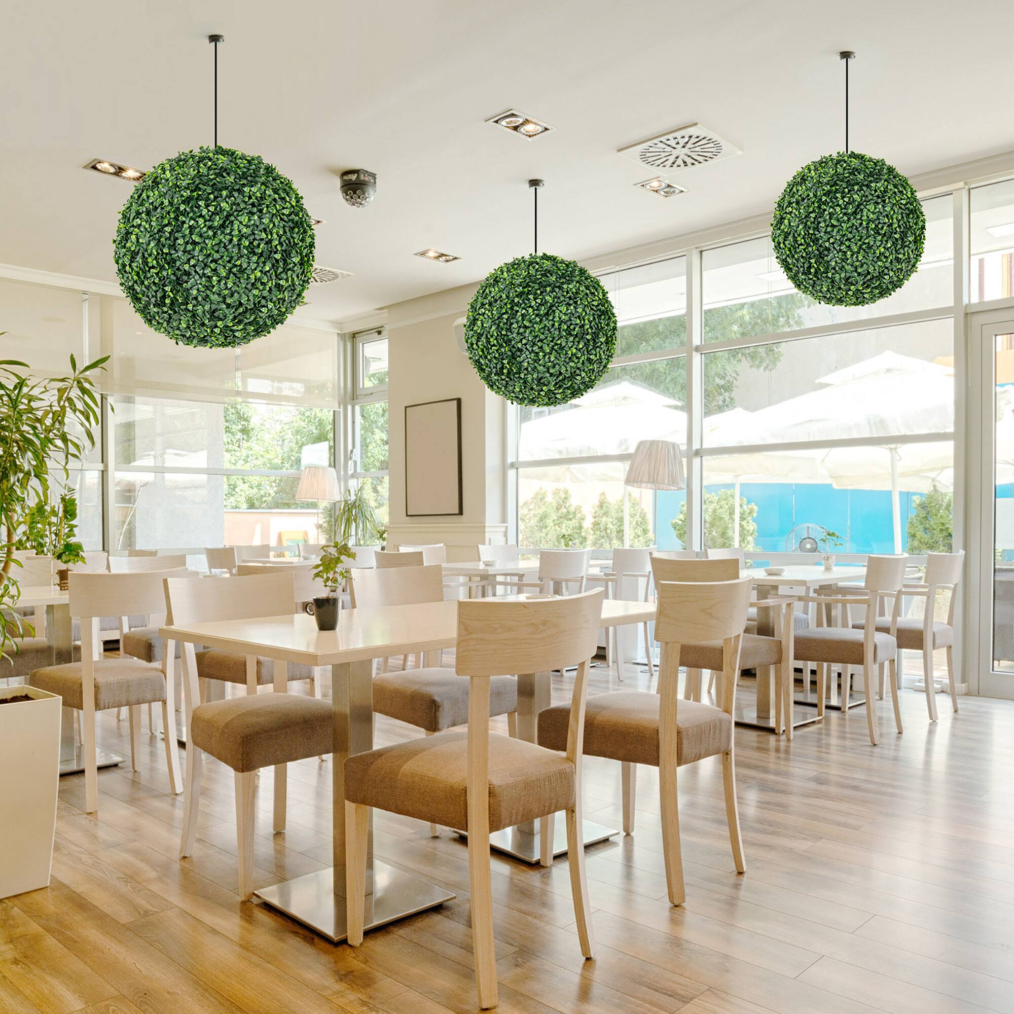 Alt View 4. Gymax - Gymax 2 PCS 16'' Artificial Boxwood Topiary Balls Sun-protective Round Greenery Bushes - Green.