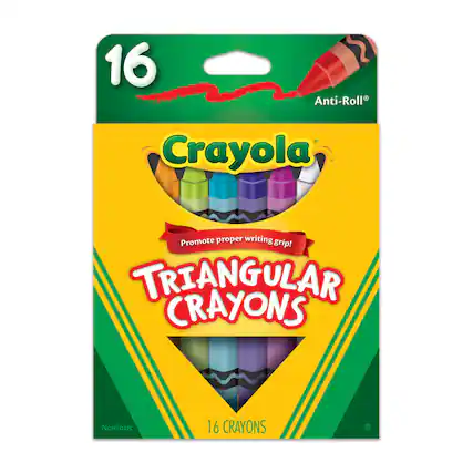 16 Anti-Roll Crayola Triangular Crayons
Promote proper writing grip!
16 CRAYONS
Nontoxic