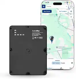 AutoSky - GPS Tracker with Mobile & Desktop App, Removal Alert, 3-Month Battery, Strong Magnet, Real-Time Tracking - Black