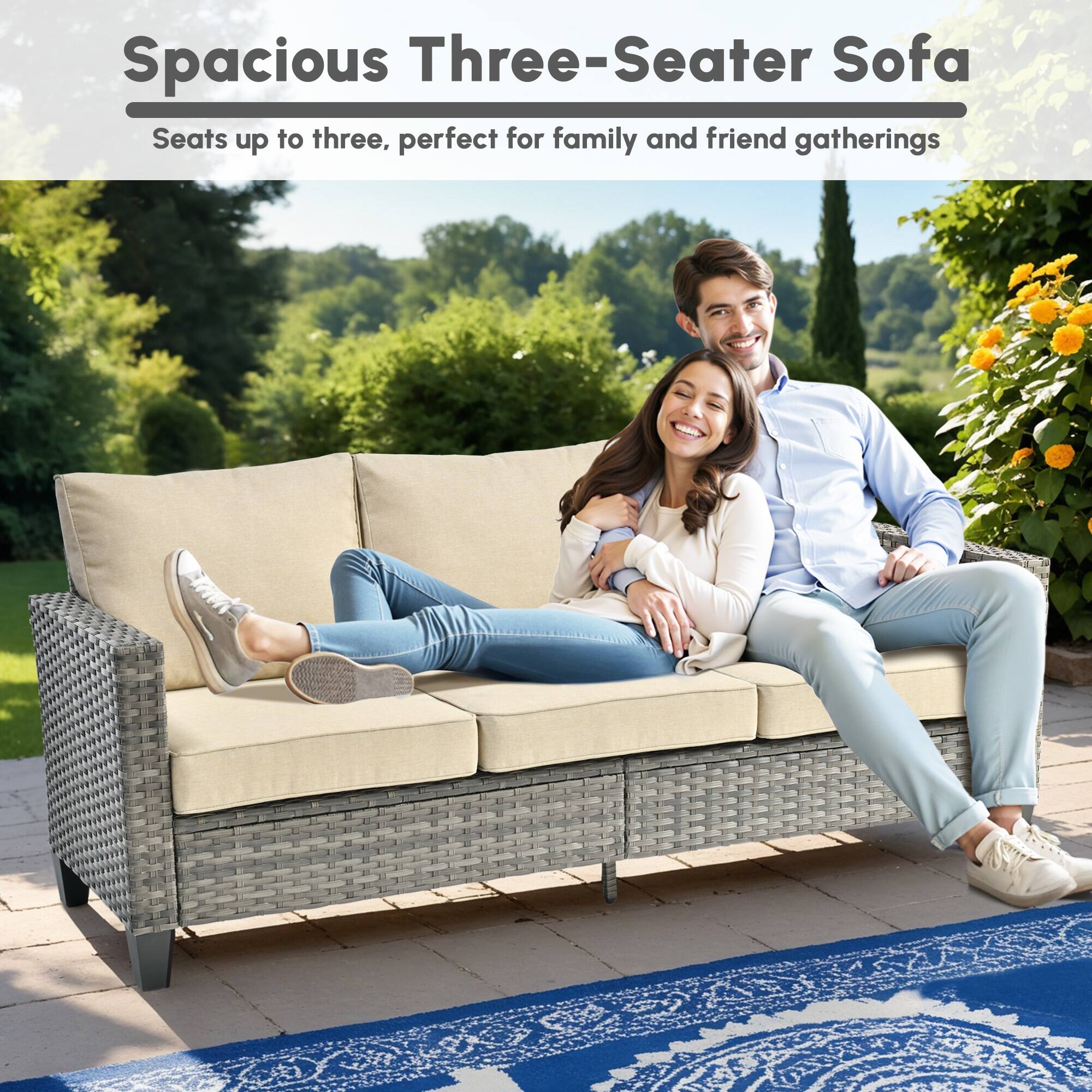Spacious Three-Seater Sofa  
Seats up to three, perfect for family and friend gatherings