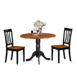 East West Furniture - Dining set - 3 Pcs with 2 Wooden Chairs - Black & Cherry