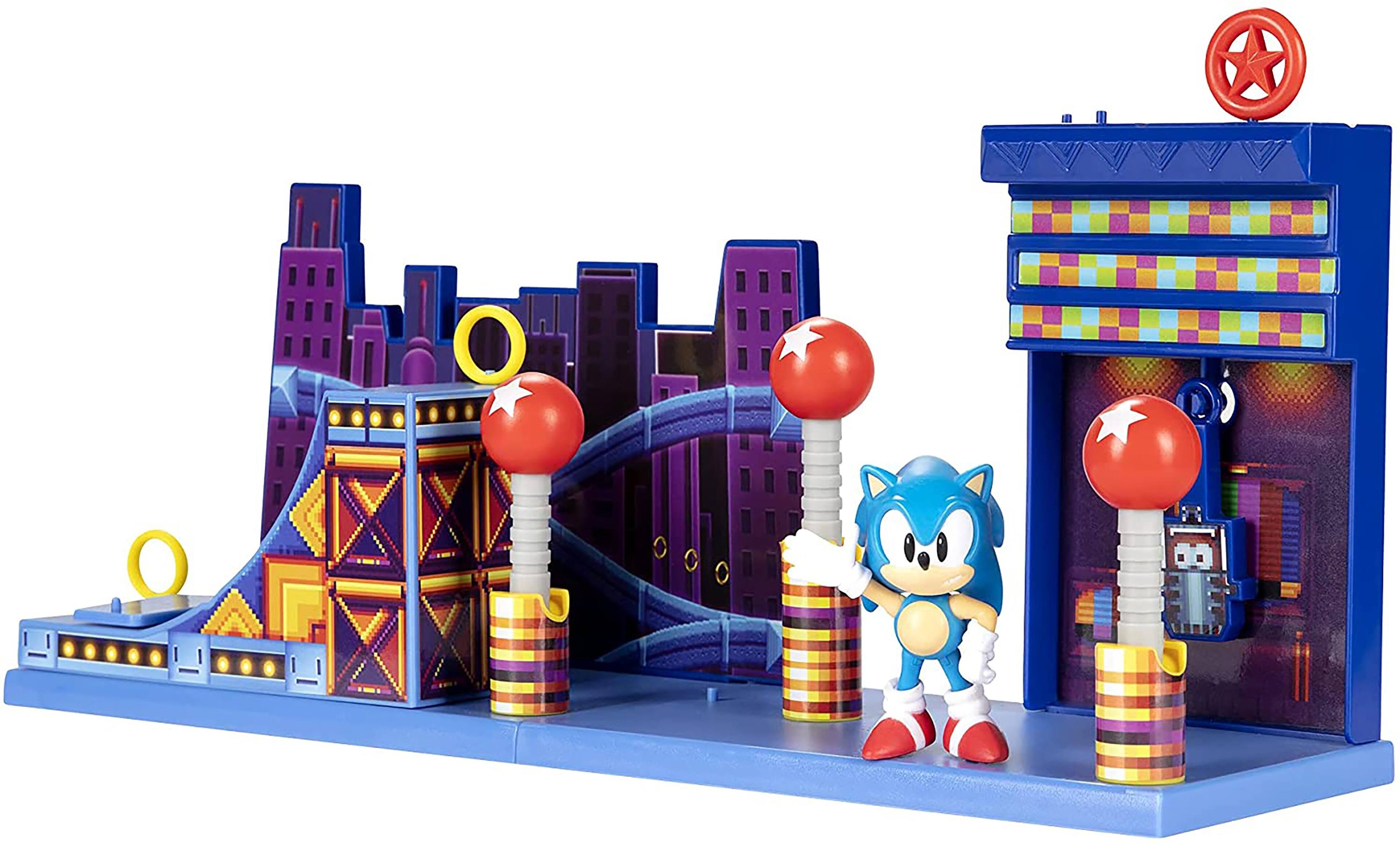 Front. Jakks Pacific - Sonic the Hedgehog 2.5 Inch Figure Playset | Studiopolis Zone - Blue.