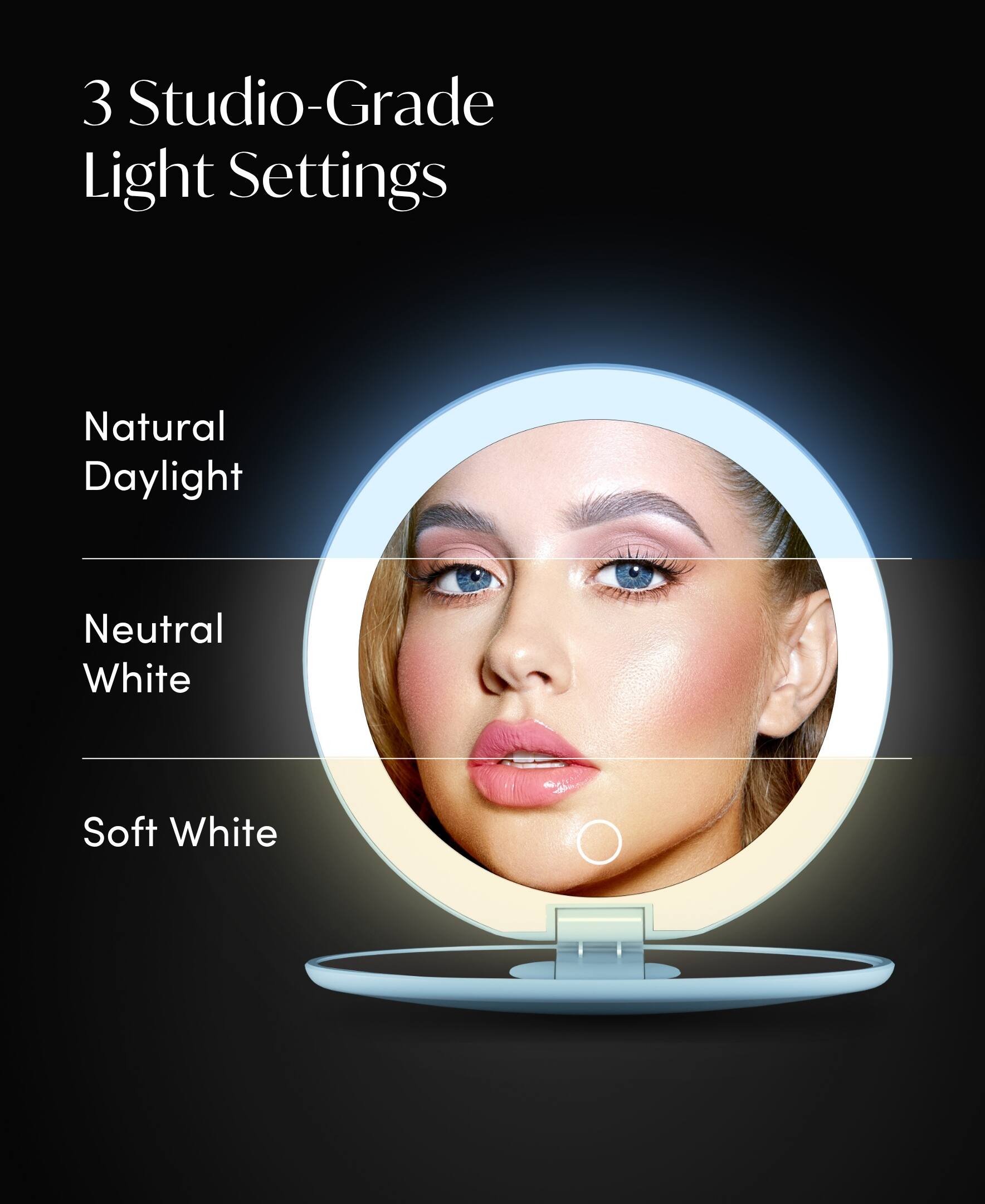 3 Studio-Grade Light Settings

- Natural Daylight
- Neutral White
- Soft White