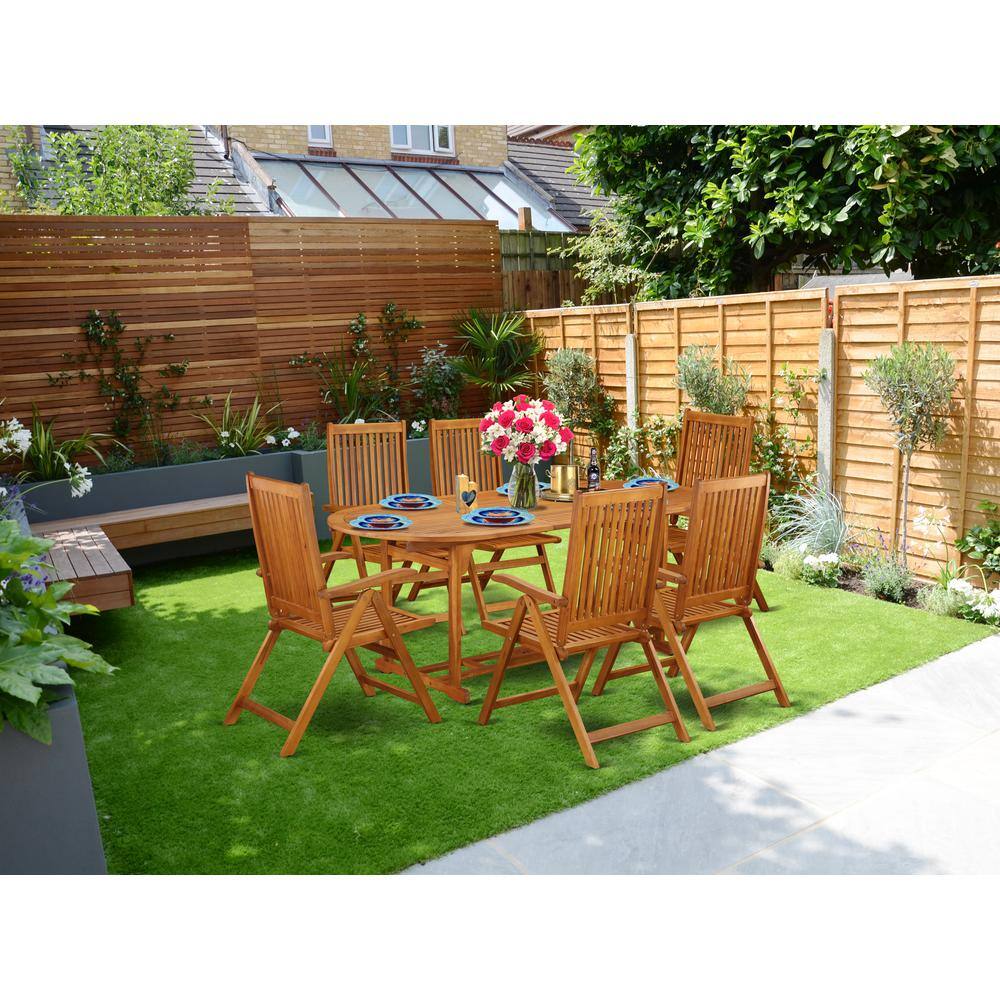 Back. East West Furniture - Wooden Patio Set Natural Oil - Brown.