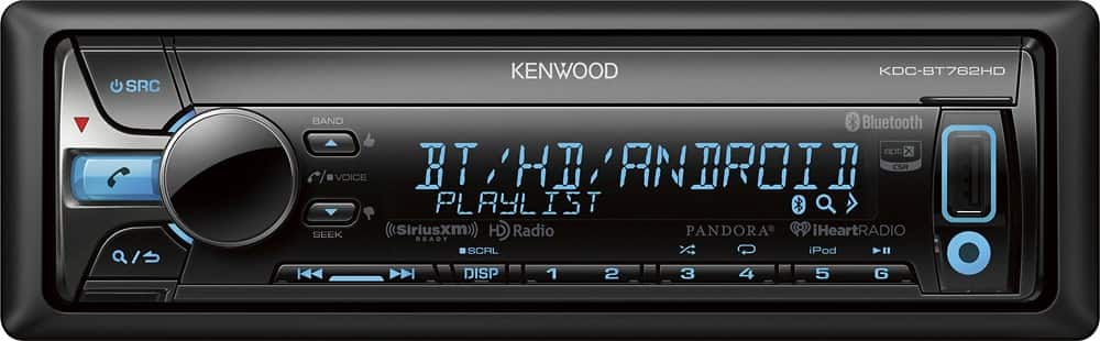 Front. Kenwood - CD - Built-in Bluetooth - Built-In HD Radio - In-Dash Deck with Detachable Faceplate - Variable Color.