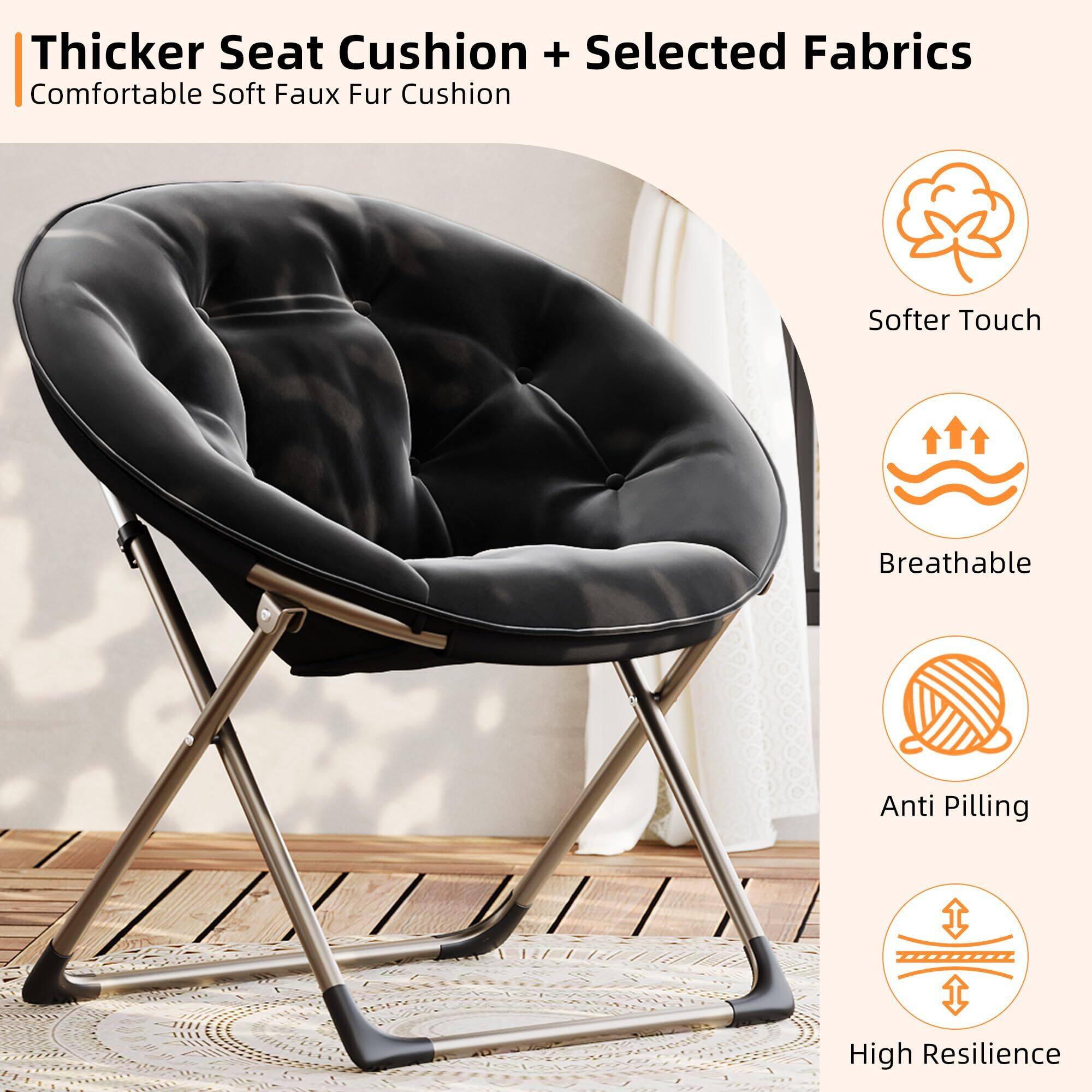 Thicker Seat Cushion + Selected Fabrics  
Comfortable Soft Faux Fur Cushion  

- Softer Touch  
- Breathable  
- Anti Pilling  
- High Resilience