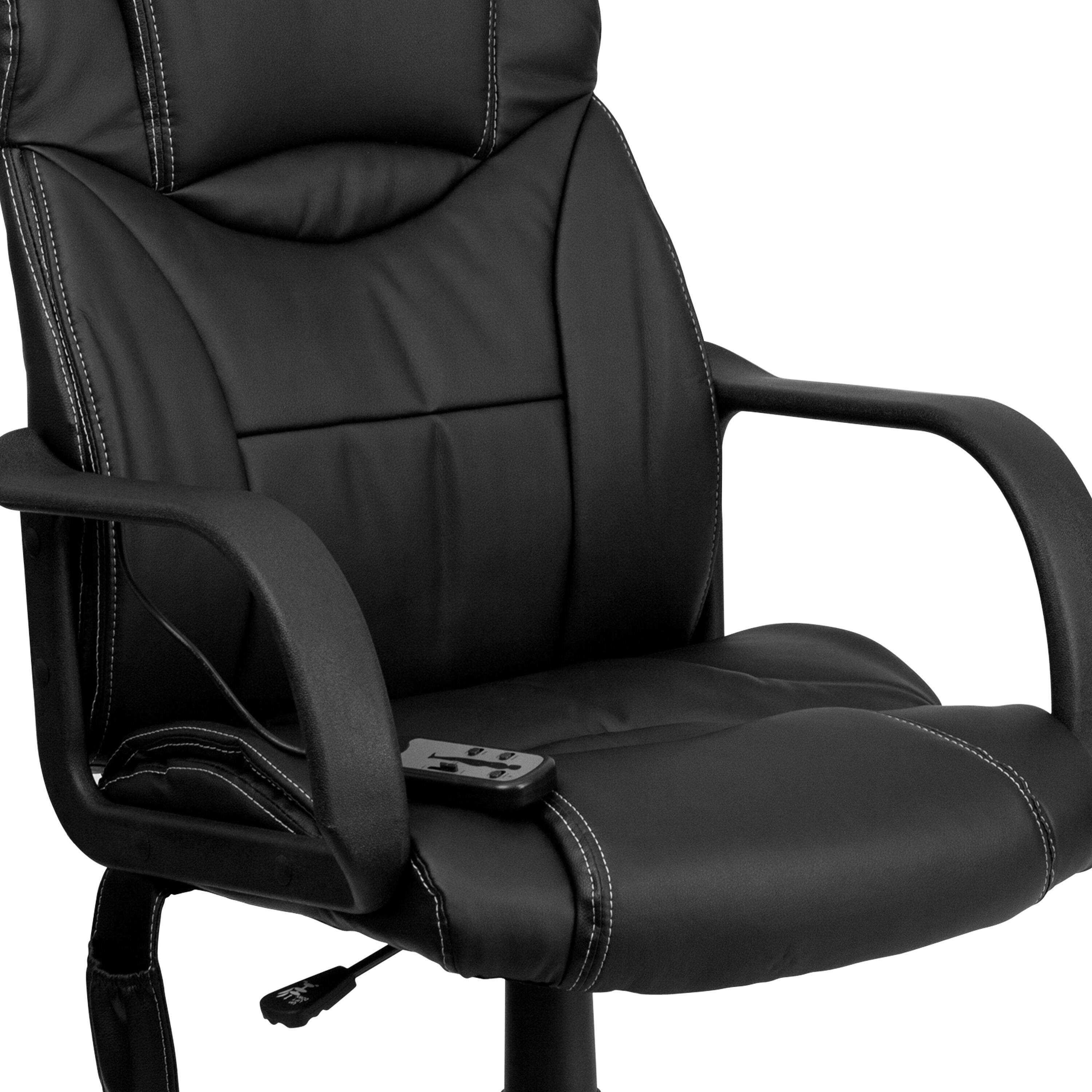 Alt View 8. Emma + Oliver - High Back Ergonomic Massaging Leather Executive Swivel Office Chair with Arms - Black.