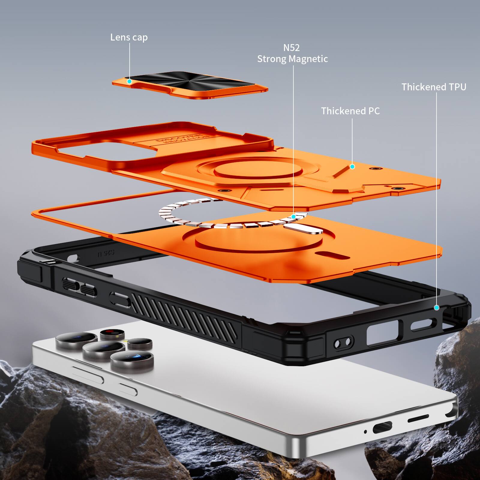 Lens cap  
N52 Strong Magnetic  
Thickened TPU  
Thickened PC  
DISCOVER INNOV