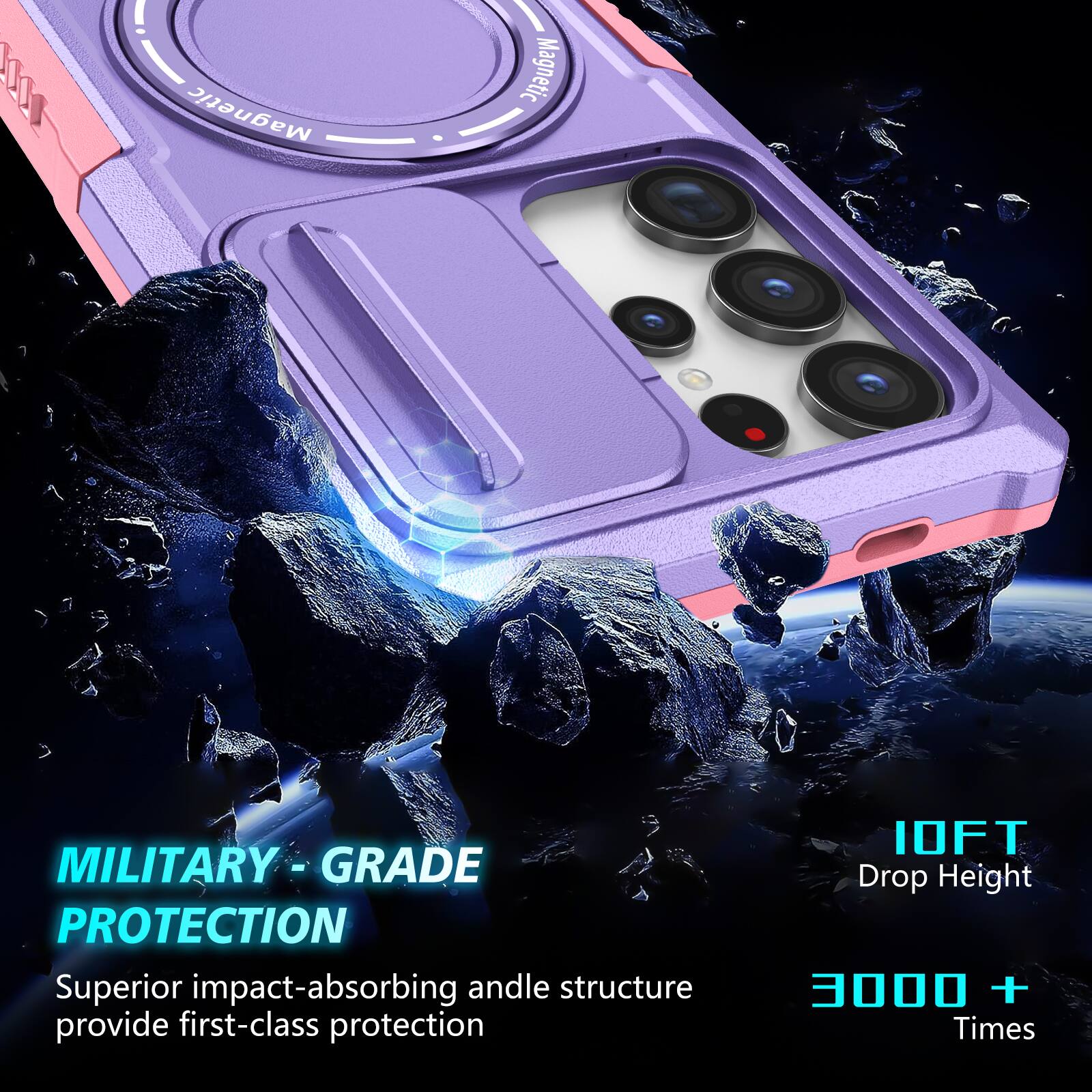 Magnetic MILITARY - GRADE PROTECTION  
Superior impact-absorbing andle structure provide first-class protection  
10FT Drop Height  
3000 + Times