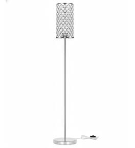 FINEAK - Modern Crystal LED Floor Lamp - Tall Pole Standing Lamp,E26 Base Accent Lighting - Silver