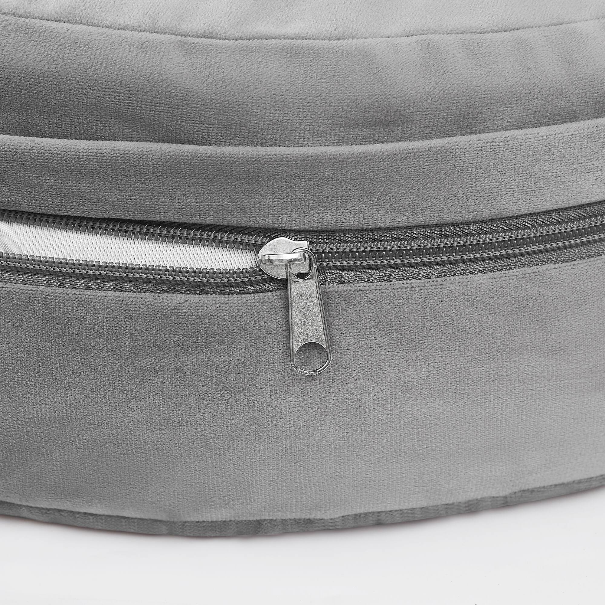 Left. Sweet Home Collection - Meditation Cushion, Round Yoga Pillow with carrying handle - Grey.