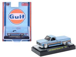 1978 Chevrolet Silverado 30 Pickup "Gulf Oil" with Stripes 1/64 Diecast Model Car Limited Edition by M2 - Light Blue