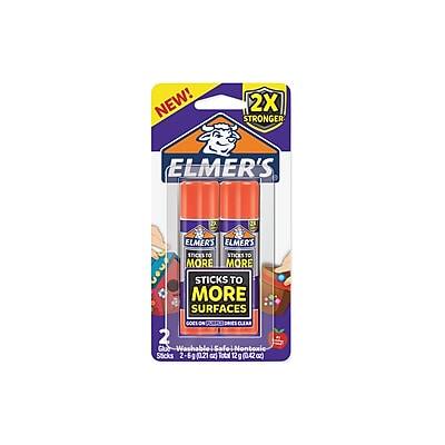 NEW!  
2X STRONGER  
ELMER'S  
ELMER'S  
ELMER'S  
MORE STICKS TO MORE SURFACES  
GOES ON CLEAR  
2 Glue Sticks  
2-6g each  
Total 12 g (0.42 oz)
