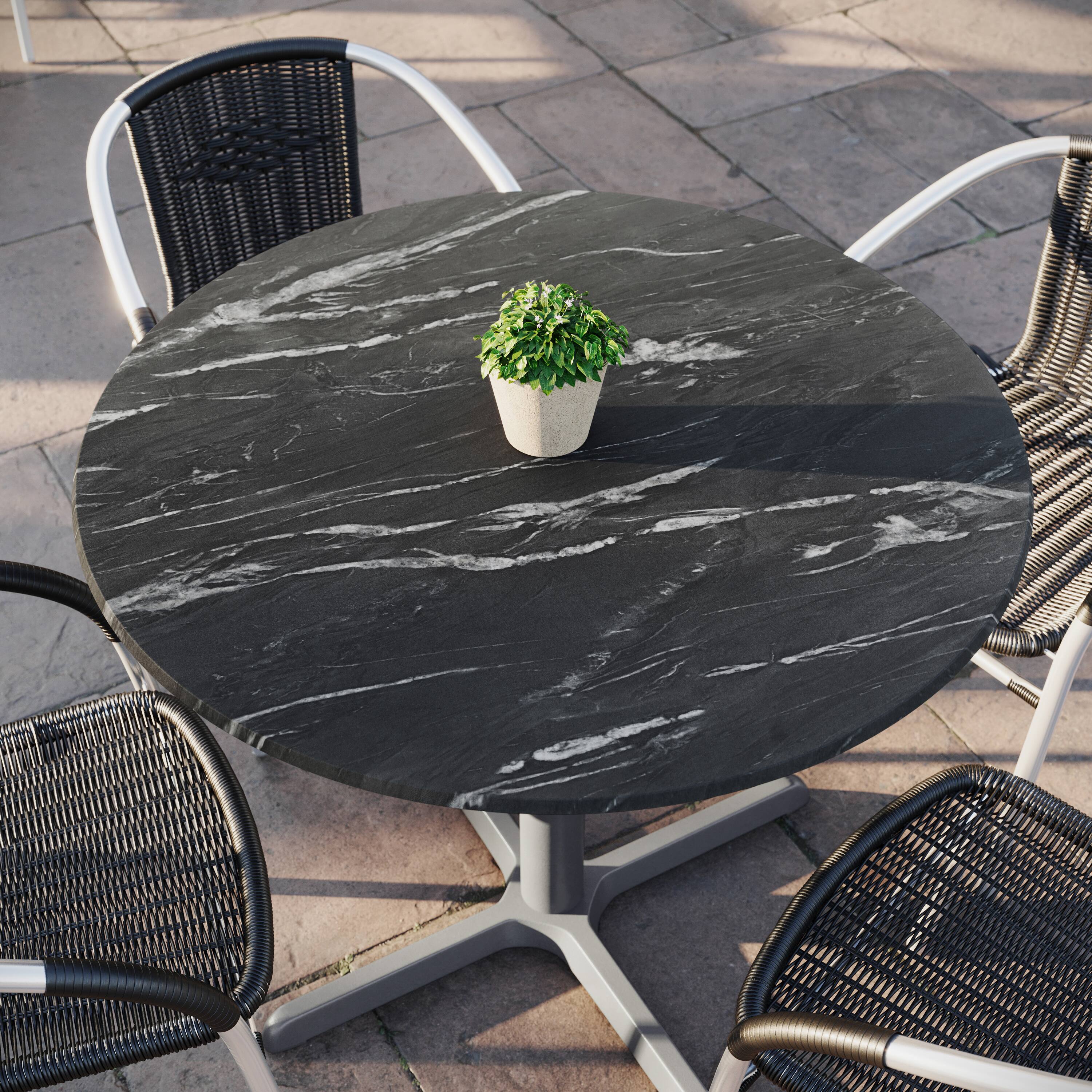 Alt View 1. Emma + Oliver - PureShield HPL Wrapped Tabletop, Seamless Edge, Scratch & Stain Resistant, Commercial Grade - Black Faux Marble.