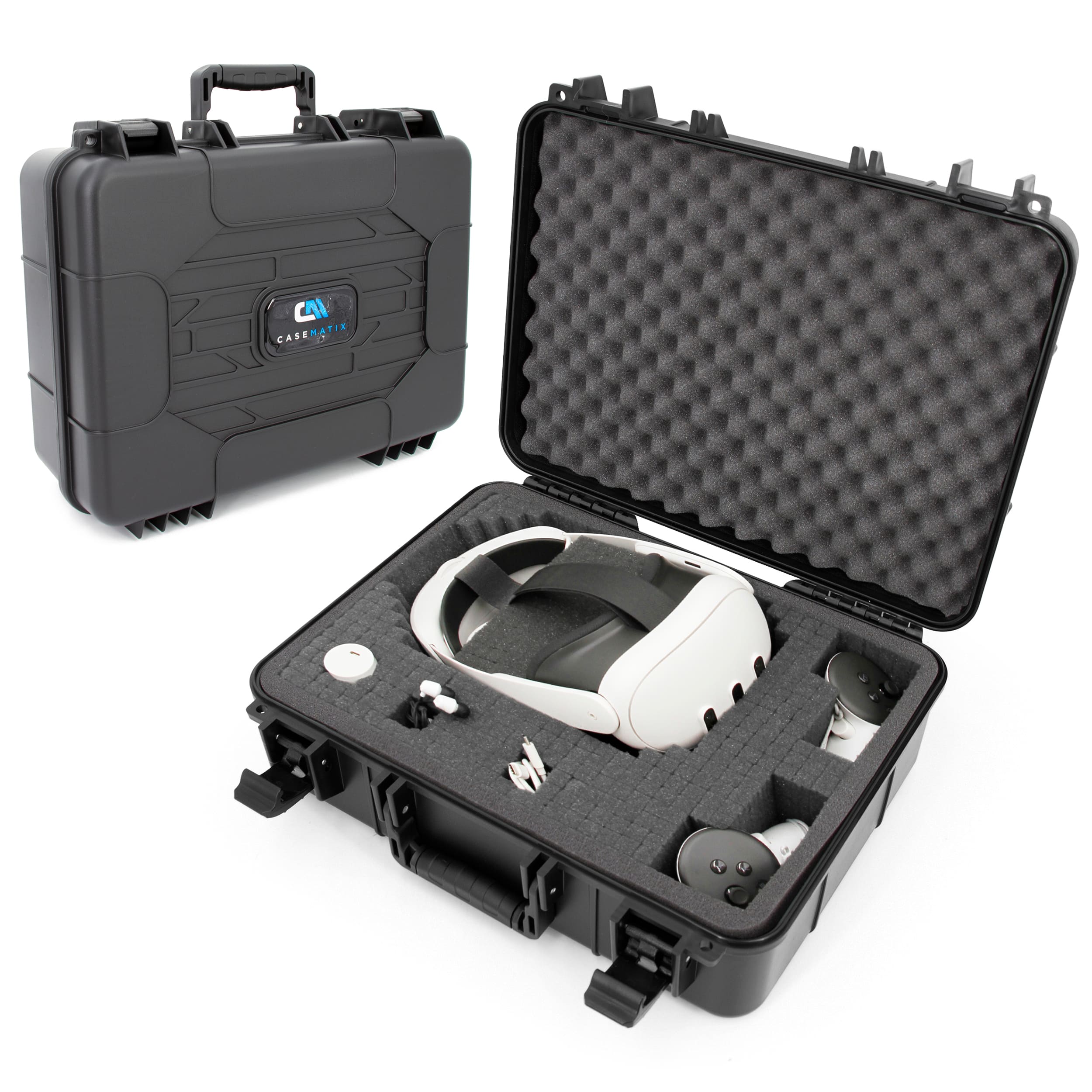 CASEMATIX - Hard Case for Meta Quest 3S, Quest 3, Quest 2, Oculus Quest – VR Headset Storage Case with Customizable Foam - Black