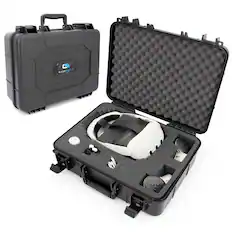 Front. CASEMATIX - Hard Case for Meta Quest 3S, Quest 3, Quest 2, Oculus Quest – VR Headset Storage Case with Customizable Foam - Black.