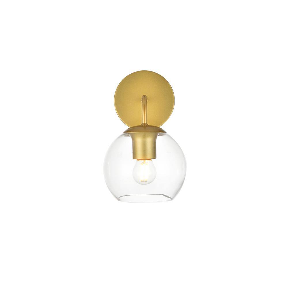 Alt View 2. Living District - Genesis 1 light Brass and Clear Bath Sconce - Brass And Clear.