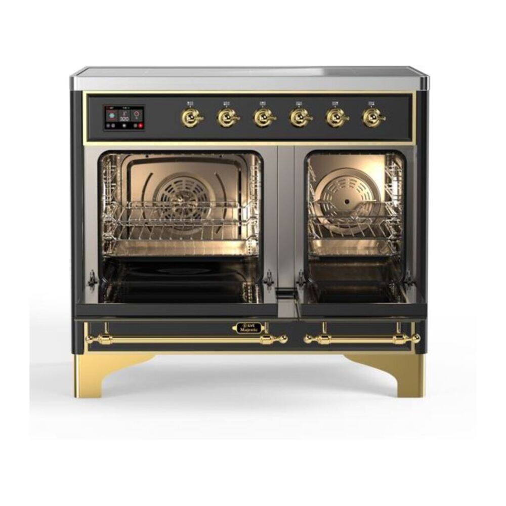Alt View 6. ILVE - ILVE Majestic II 40 inch Induction Range with 6 Elements (Graphite Matte, Brass Trim) - Graphite Matte.