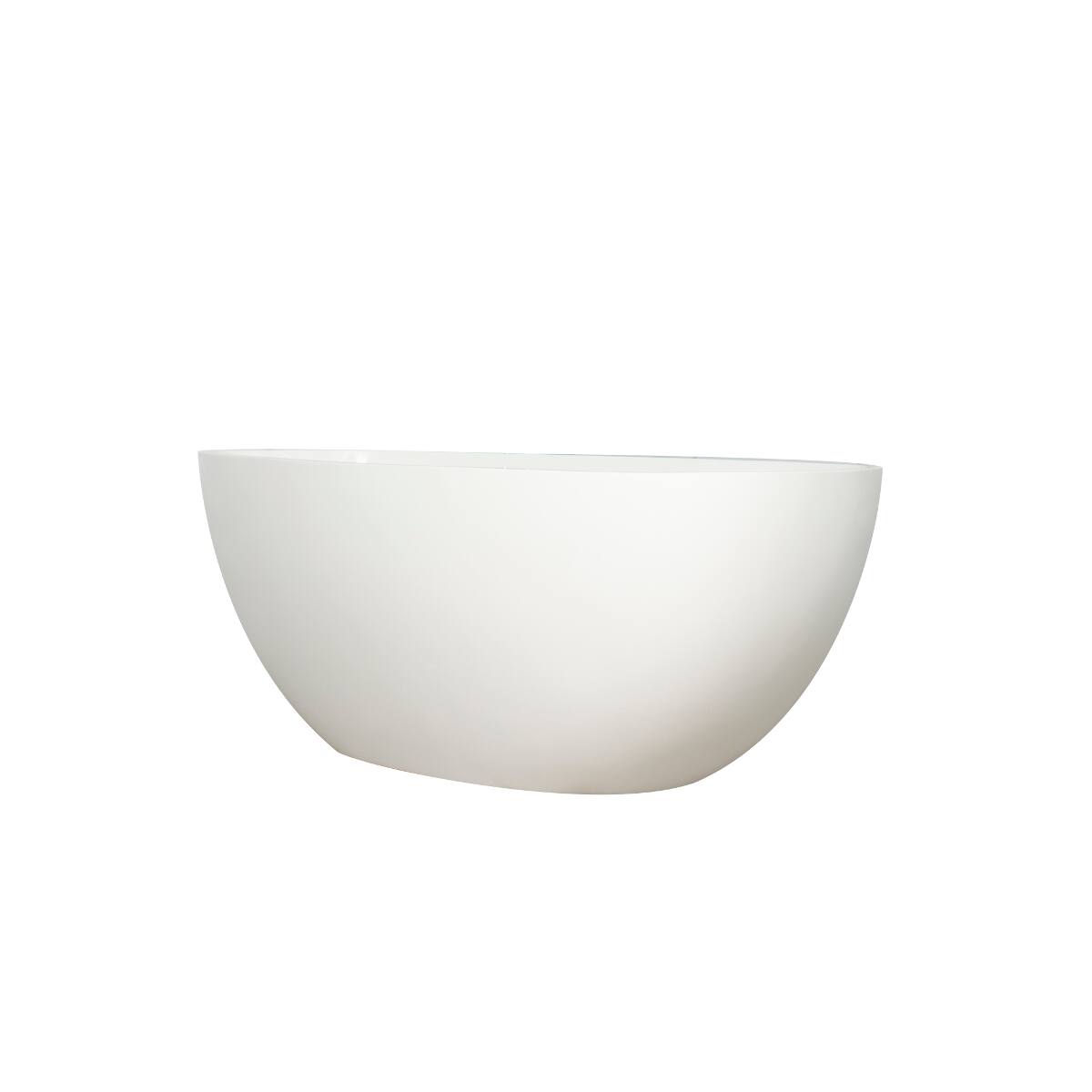 Alt View 7. Loheer - Loheer 65.2 in Freestanding Solid Surface Soaking Bathtub Matte White Oval Center Drain - Matte White.