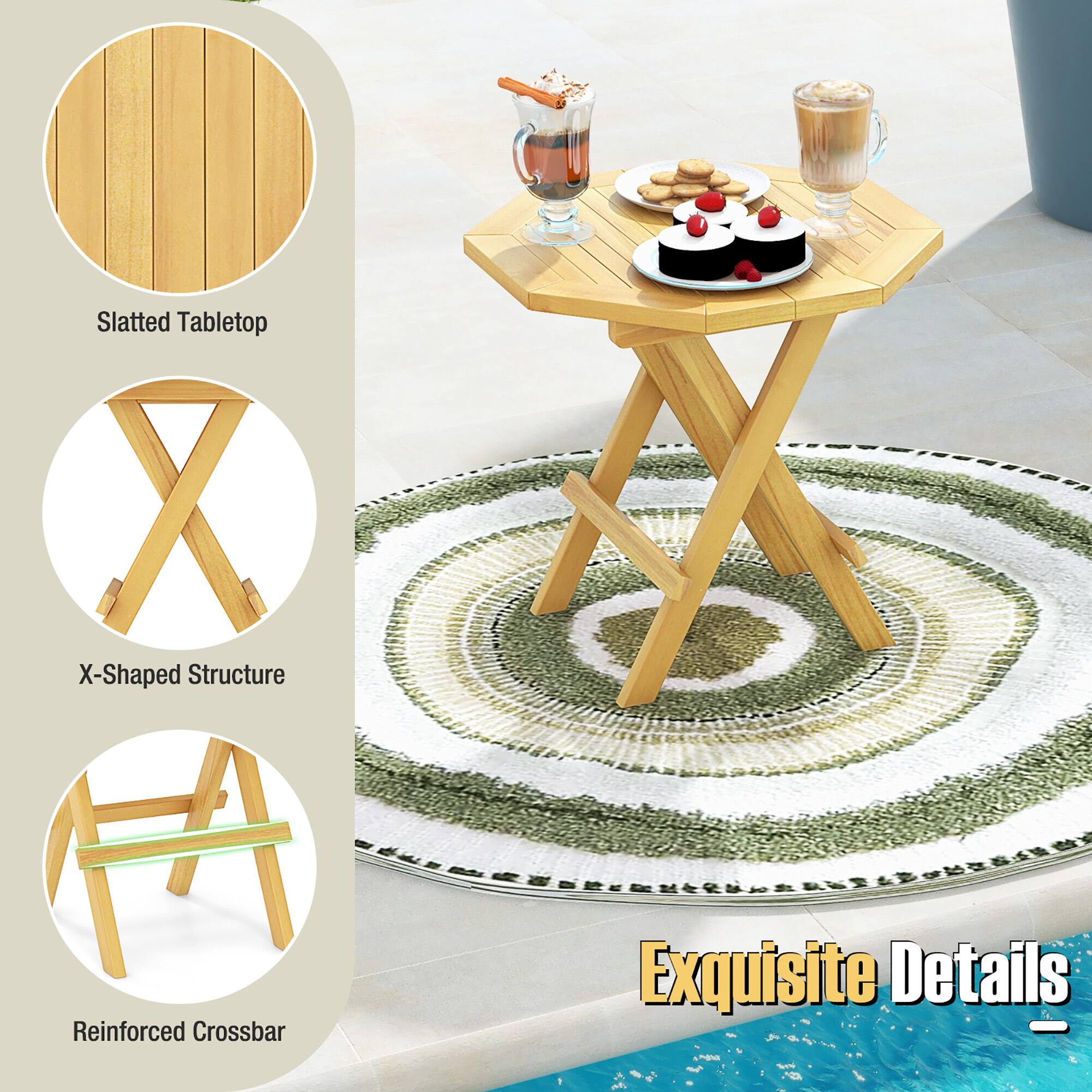 Slatted Tabletop  
X-Shaped Structure  
Reinforced Crossbar  
Exquisite Details