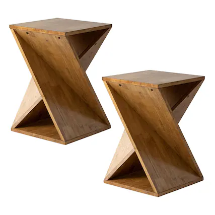 Front. COZAYH - COZAYH Farmhouse End Table, Square Solid Living Room Pedestal, Brown, Set of 2 - Brown.