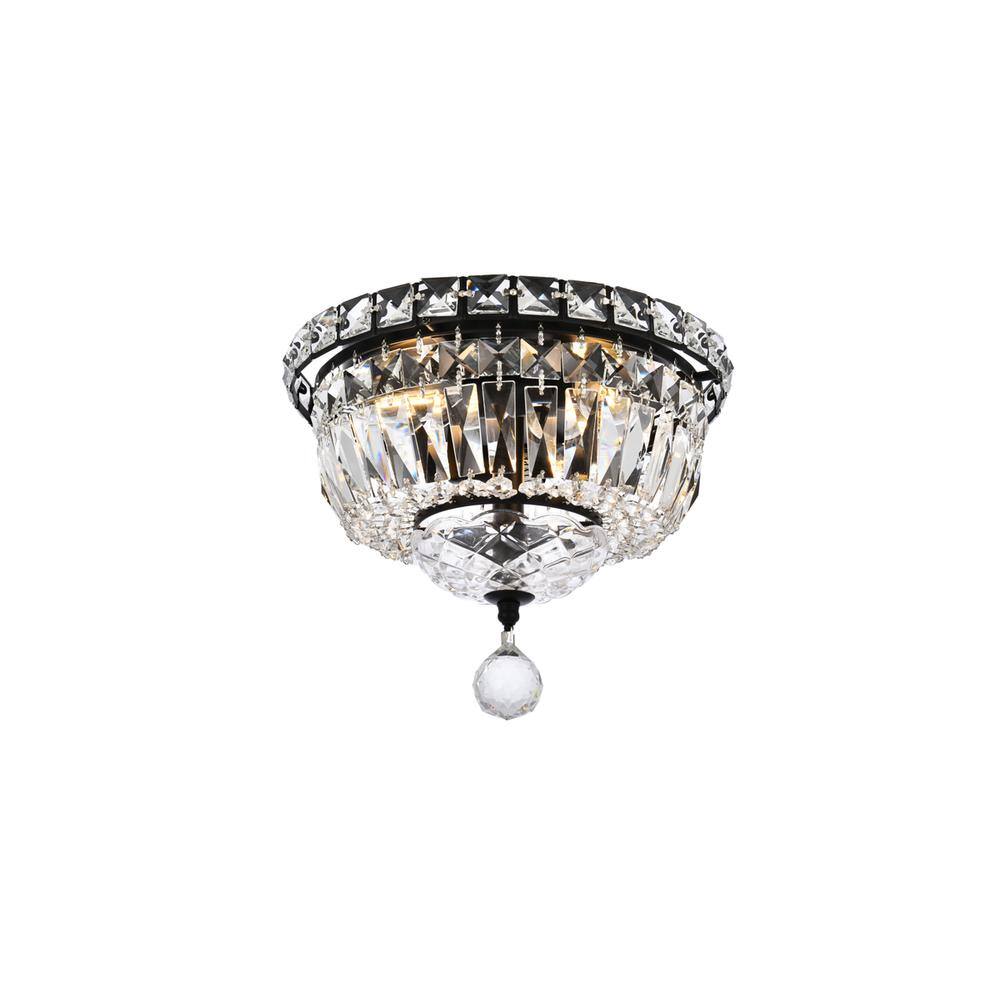 Alt View 4. Elegant Lighting - Tranquil 10 inch black flush mount - Black And Clear.