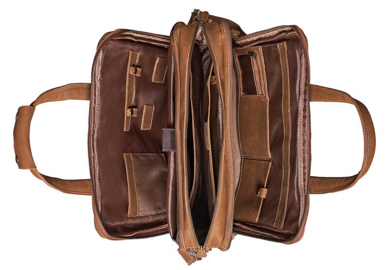 Alt View 4. Luxorro - Leather Briefcase for men. Fits 15" Laptops - Light Brown.
