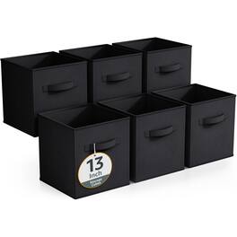Sorbus - Fabric Storage Cubes - 6 Foldable Storage Bins for Organizing Pantry, Cubbies, Toy Box - Clothes Storage - Black