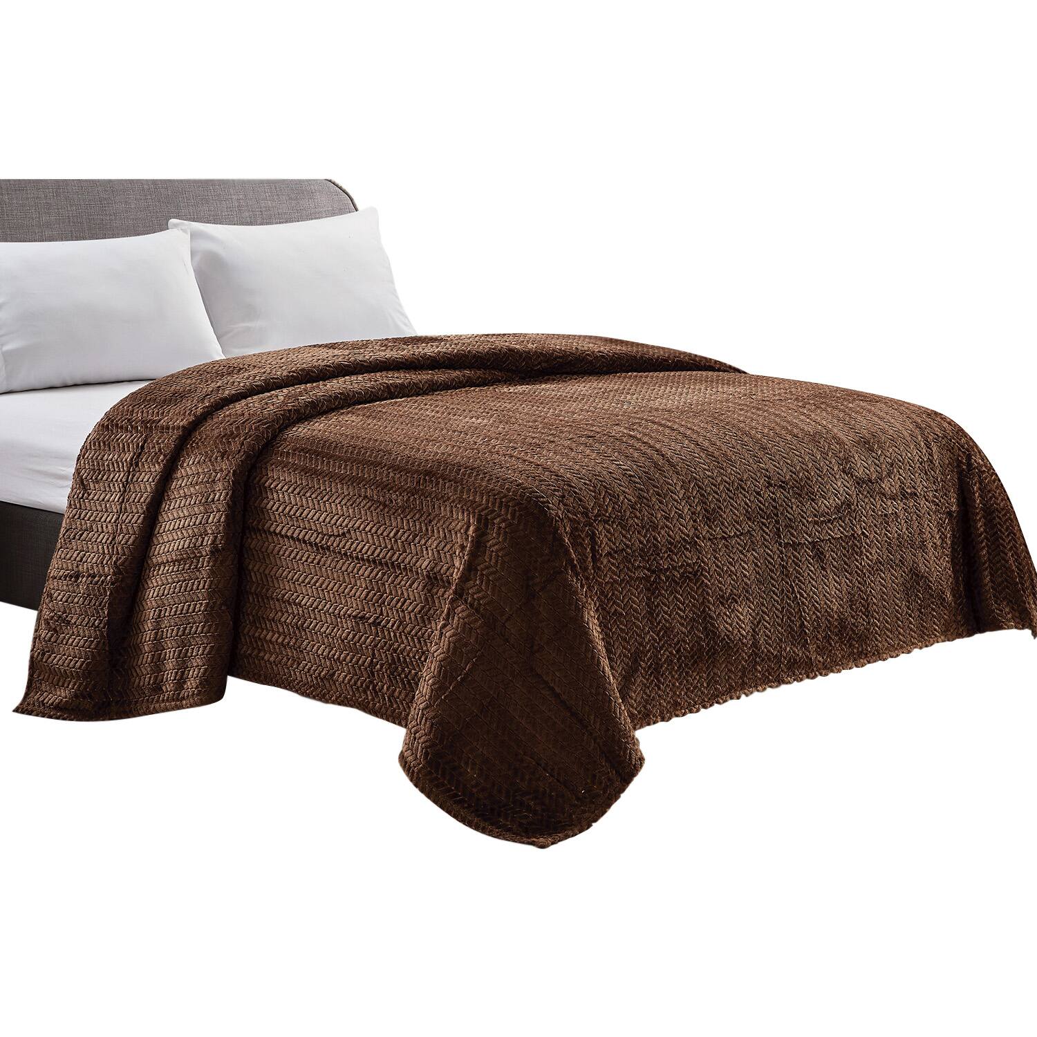 Alt View 4. Noble House - Plazatex Chevron Braided Stylish Soft Comfortable and Lightweight All Seasons Blanket Twin Chocolate - Chocolate.