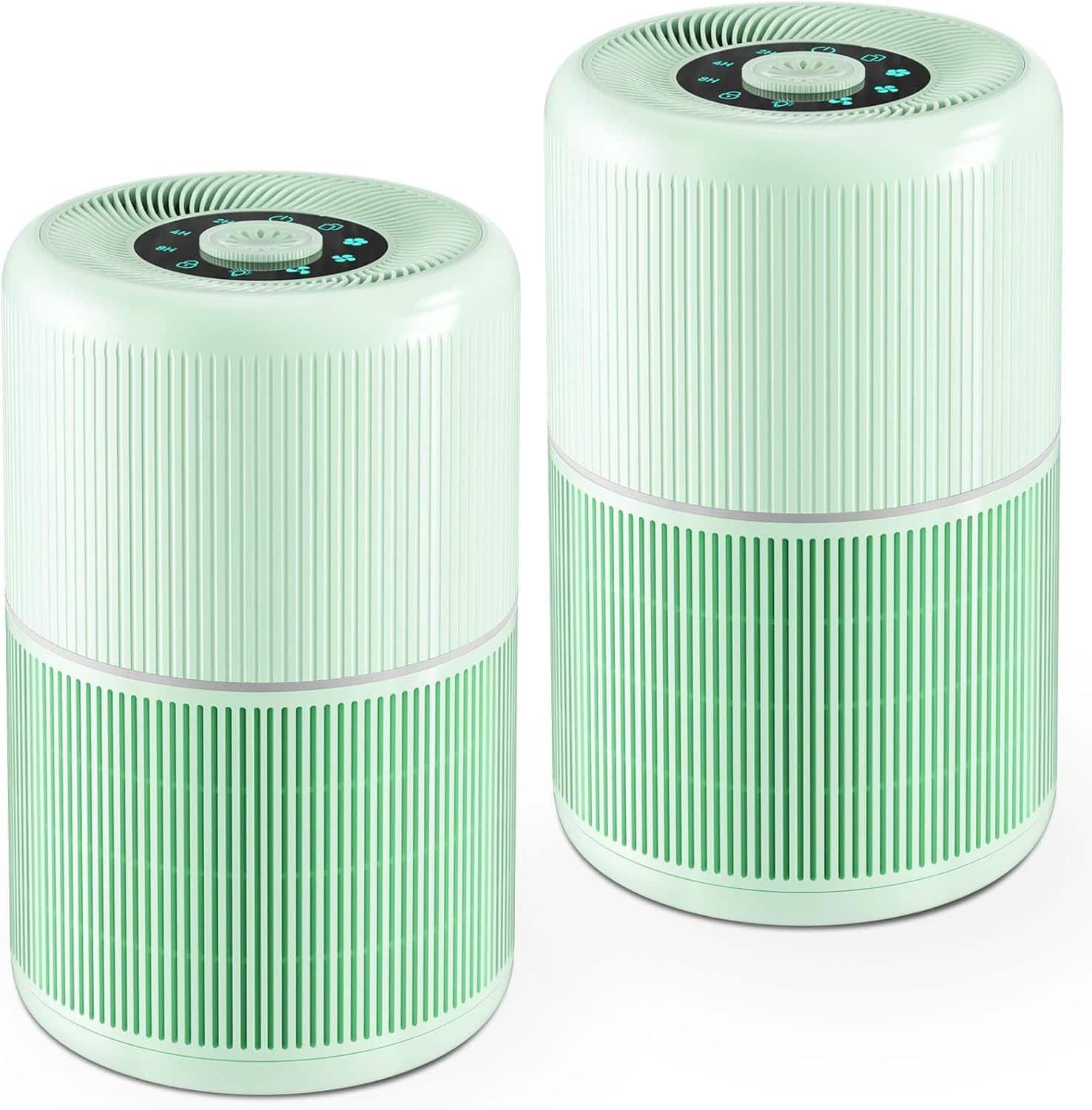 FINEAK - 2 Pack Air Purifier for Home Bedroom, Office Desktop Air Cleaners with 12pcs Fragrance Sponge - Green