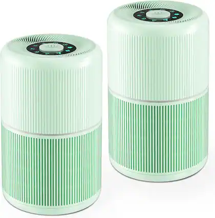 Front. FINEAK - 2 Pack Air Purifier for Home Bedroom, Office Desktop Air Cleaners with 12pcs Fragrance Sponge - Green.