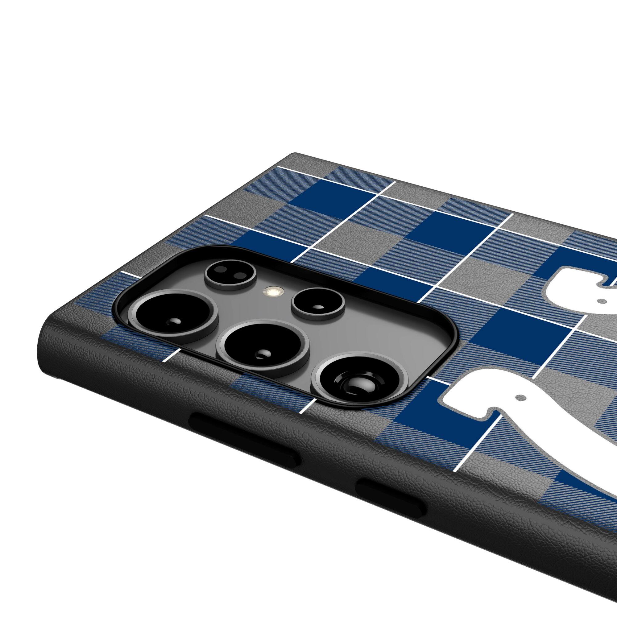 Alt View 3. Keyscaper - Indianapolis Colts Plaid Galaxy Magnetic Bump Case - S25 Ultra - Black.