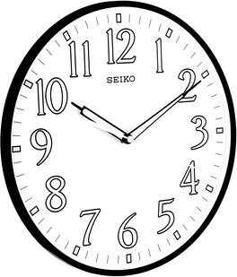 Seiko - 12" Black Framed Luminous Numbered Wall Clock - Black Metallic