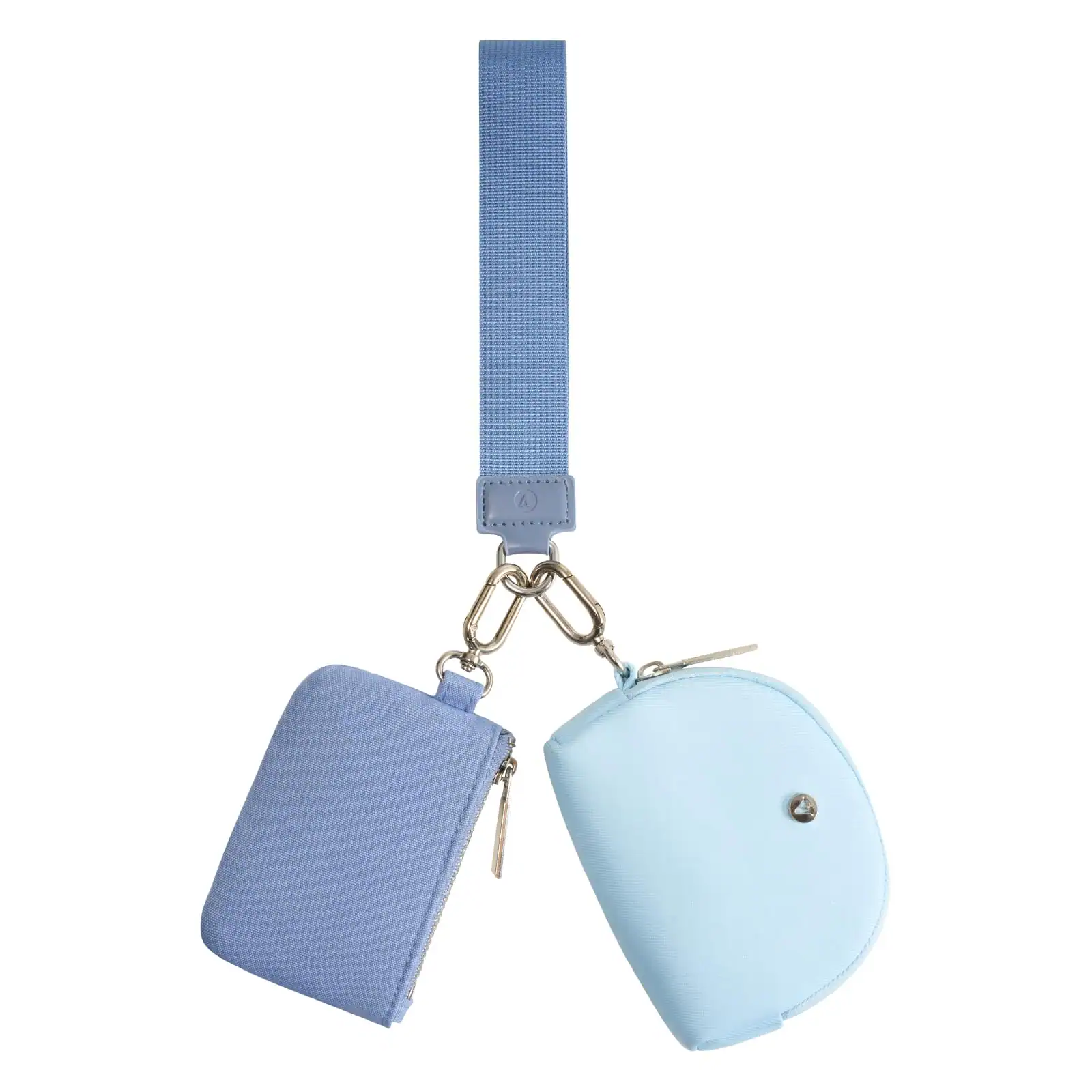 Front. Jadie Link - Keychain Wallet Wristlet Wallets Women Mini Zip Dual Pouch KeyChain WalletKeyChain Wallet secure zipper sturdy metal - light blue+blue.