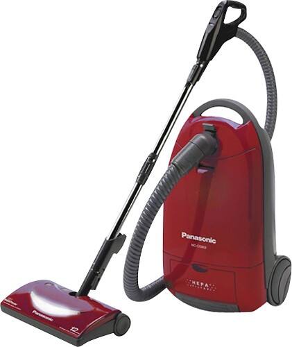 Front Standard. Panasonic - HEPA Canister Vacuum - Burgundy.