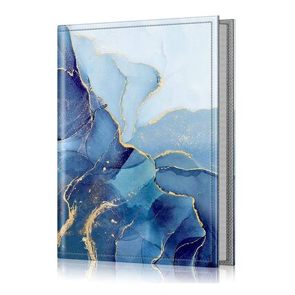 Front. Kitcheniva - Portable Wallet Photo Album Leather Cover 52 Photo Capacity For 4x6 Photo Ocean Marble - Ocean Marble.