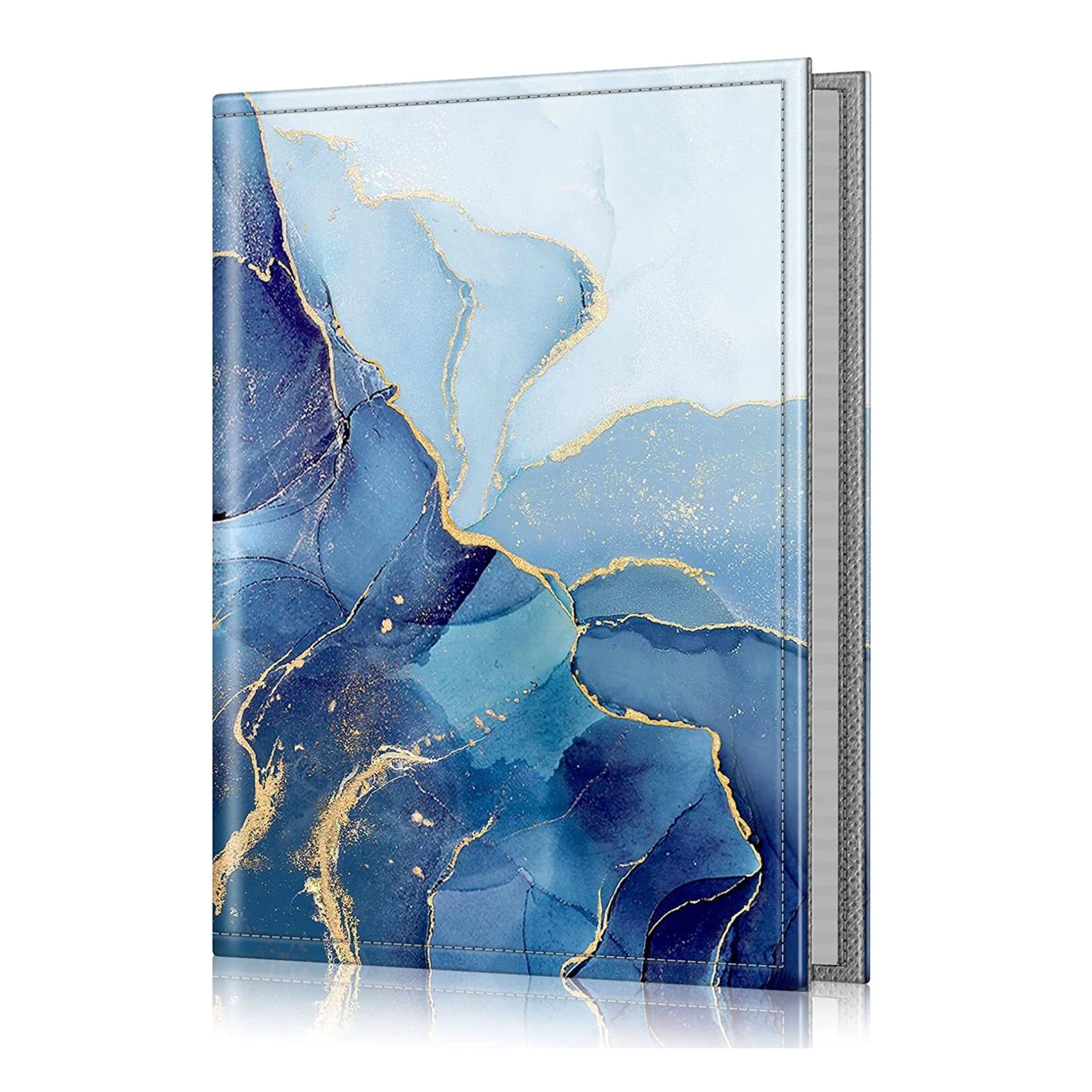Kitcheniva - Portable Wallet Photo Album Leather Cover 52 Photo Capacity For 4x6 Photo - Ocean Marble
