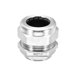 Unique Bargains - M32x1.5mm Cable Gland, IP68 Waterproof Strain Relief, 304 Stainless Steel, for 18-25mm Wire, 1pc - Silver