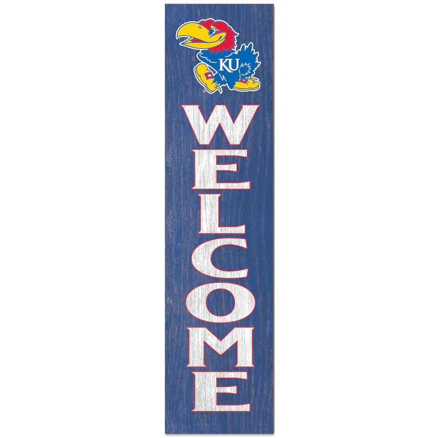 Jayhawks Color:blue Jardine Kansas Jayhawks 12'' x 48'' Welcome Outdoor Leaner Blue 4381721 ...