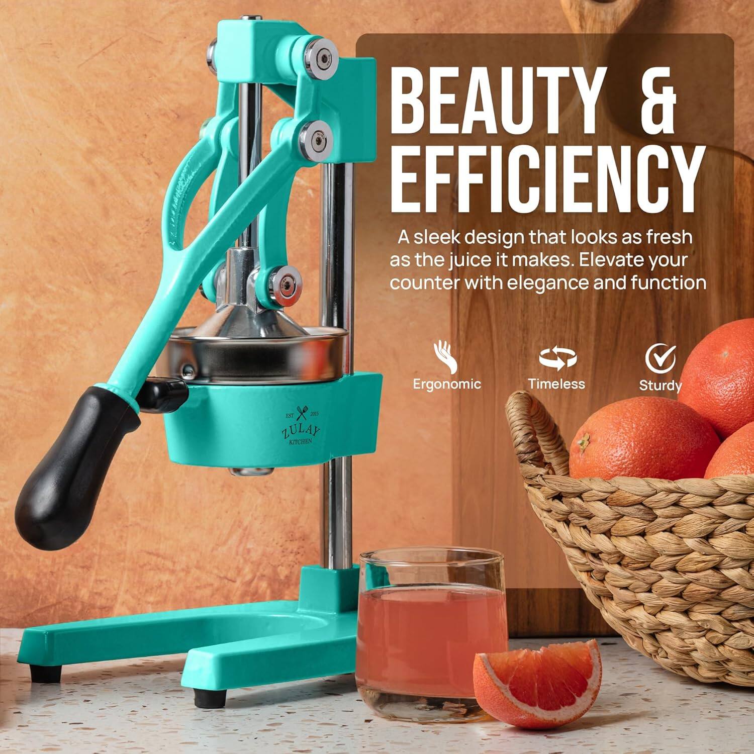 BEAUTY & EFFICIENCY

A sleek design that looks as fresh as the juice it makes. Elevate your counter with elegance and function

Ergonomic  
Timeless  
Sturdy

ZULAP KITCHEN