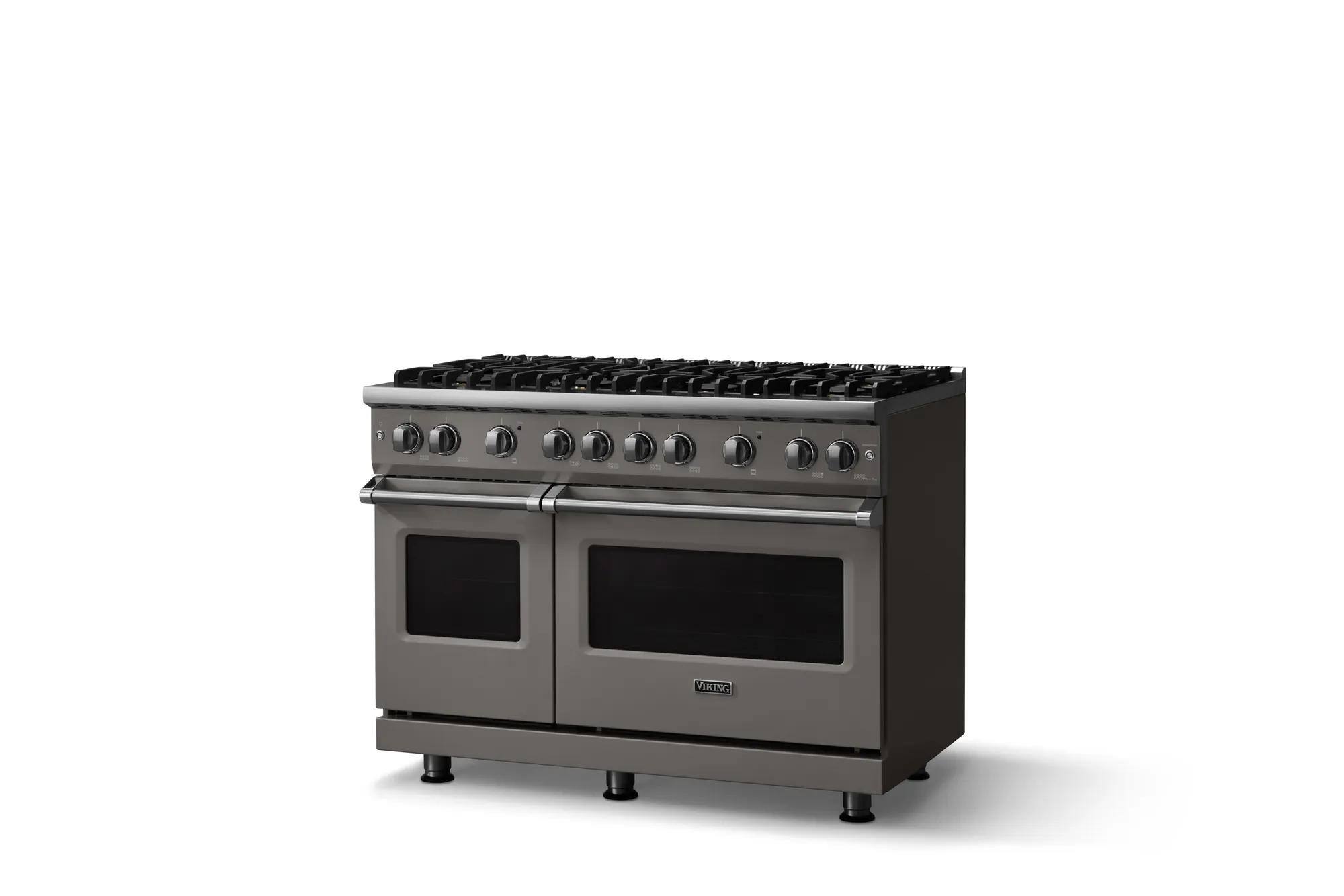 Angle. Viking - Pro 5 Series 6.1 Cu. Ft. Freestanding Sealed 8 Burner Gas Convection Range - Damascus Gray - Damascus Gray.