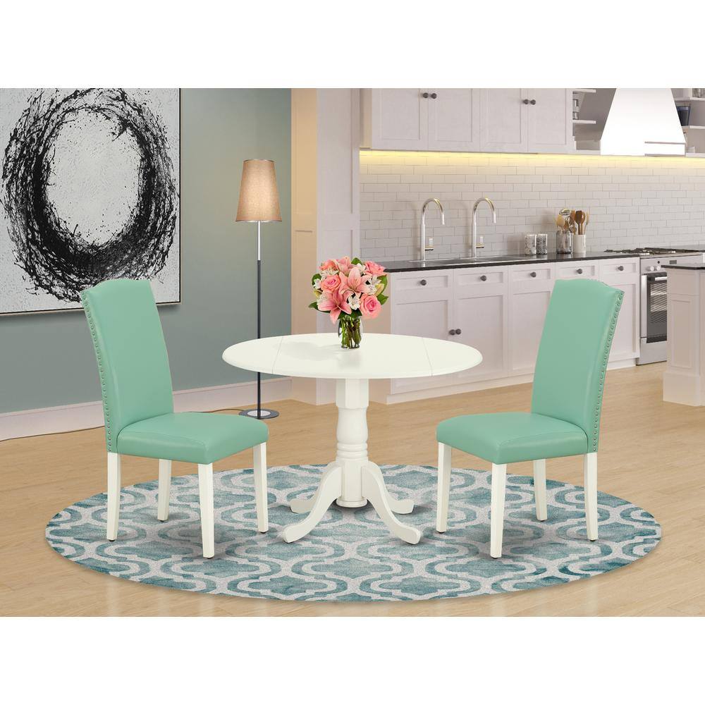 Left. East West Furniture - Dining Room Set Linen White - Brown.