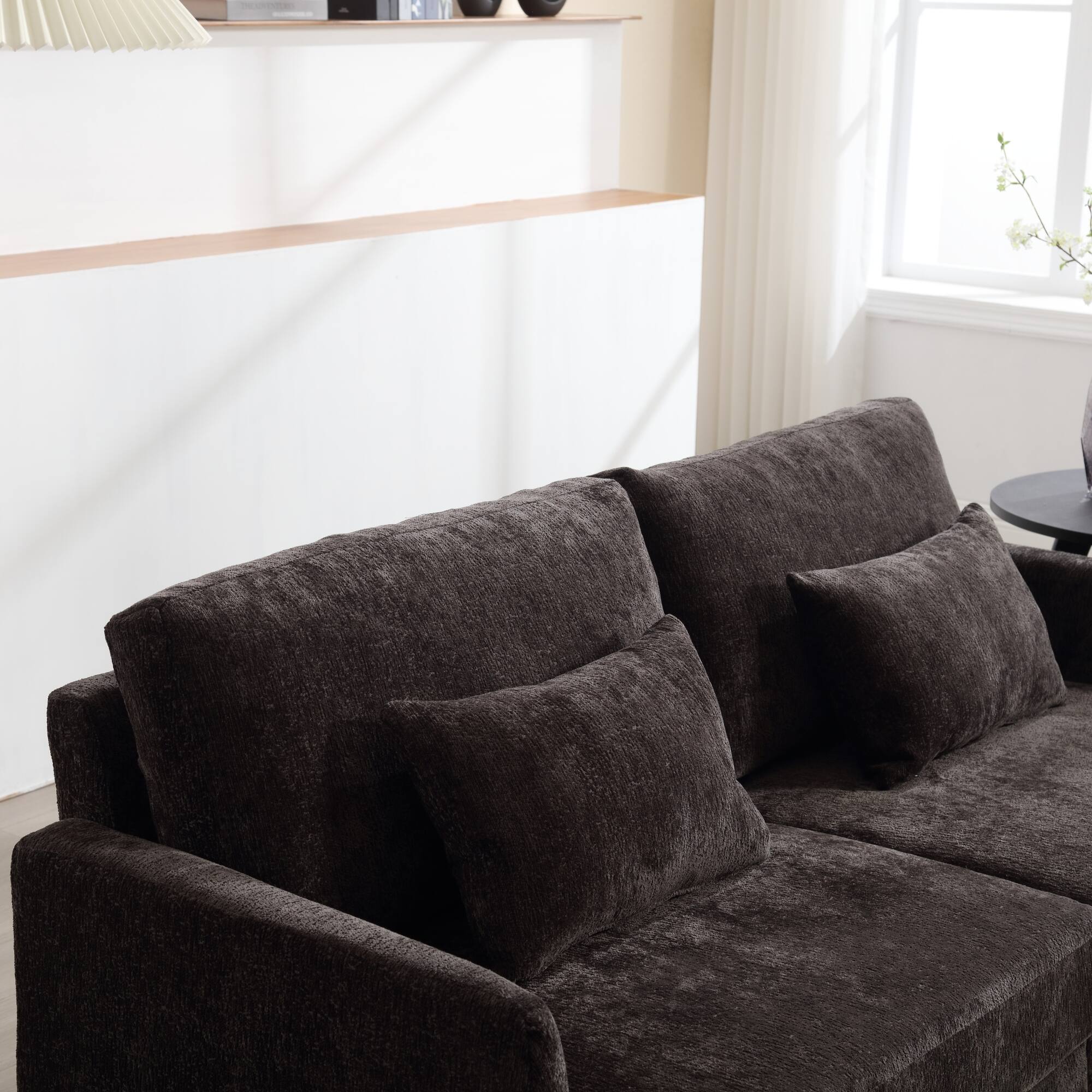 Alt View 5. GOODSILO - Modern Upholstered Loveseat Sofa with Chenille Fabric and Solid Wood Frame for Living Room and Bedroom - Black.
