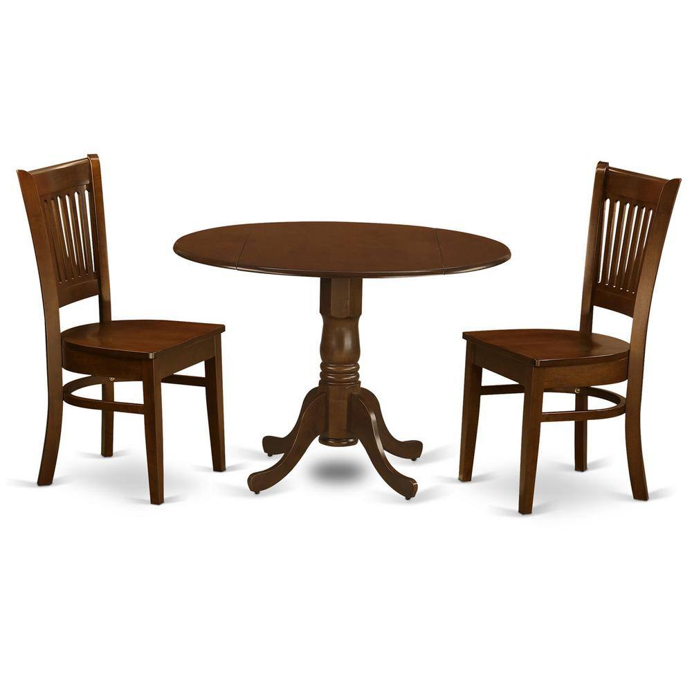 Left. East West Furniture - 3 Pc 2-drop-leaf Table and 2 Wood Seat Chairs - Espresso.